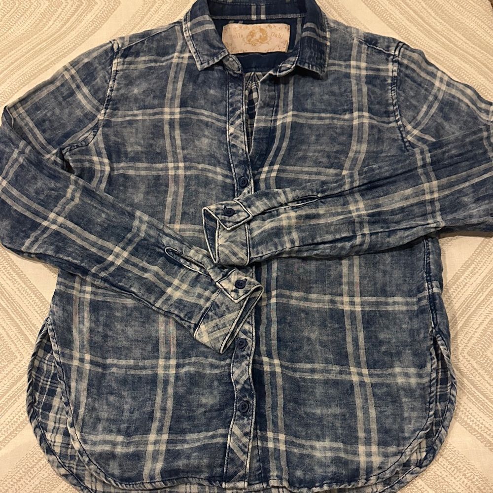 Bella Dahl Women’s Blue Plaid Button Down Shirt - Size XS